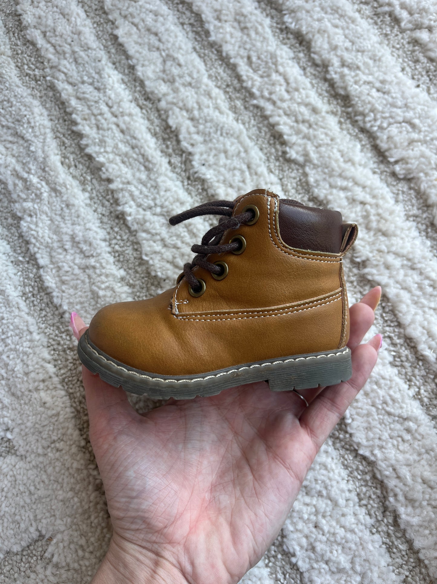 Paie de bottines à lacets et zip marron - Pointure 19