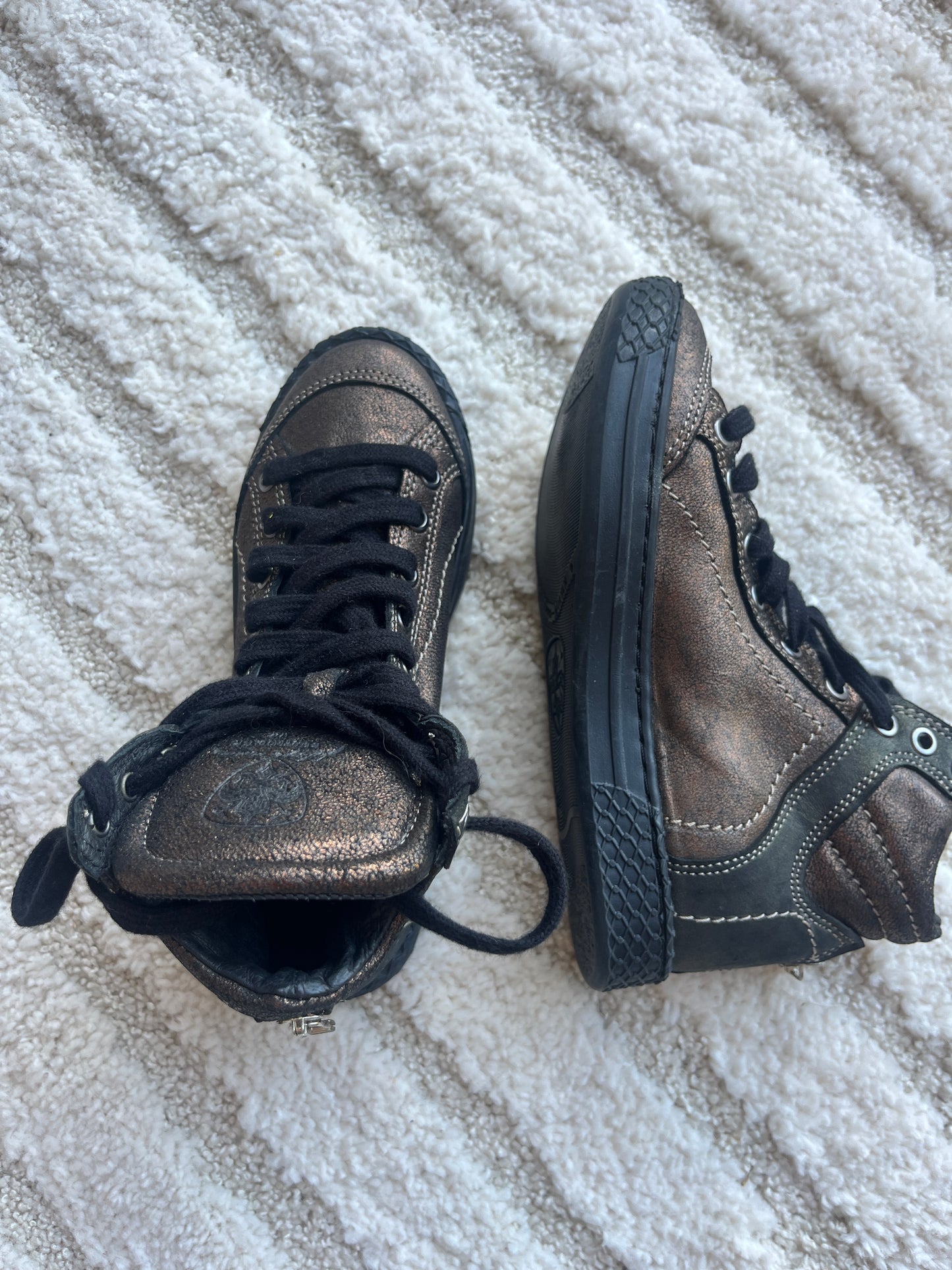 Paire de bottines bronze à lacets en cuir Philippe Morvan - Pointure 28
