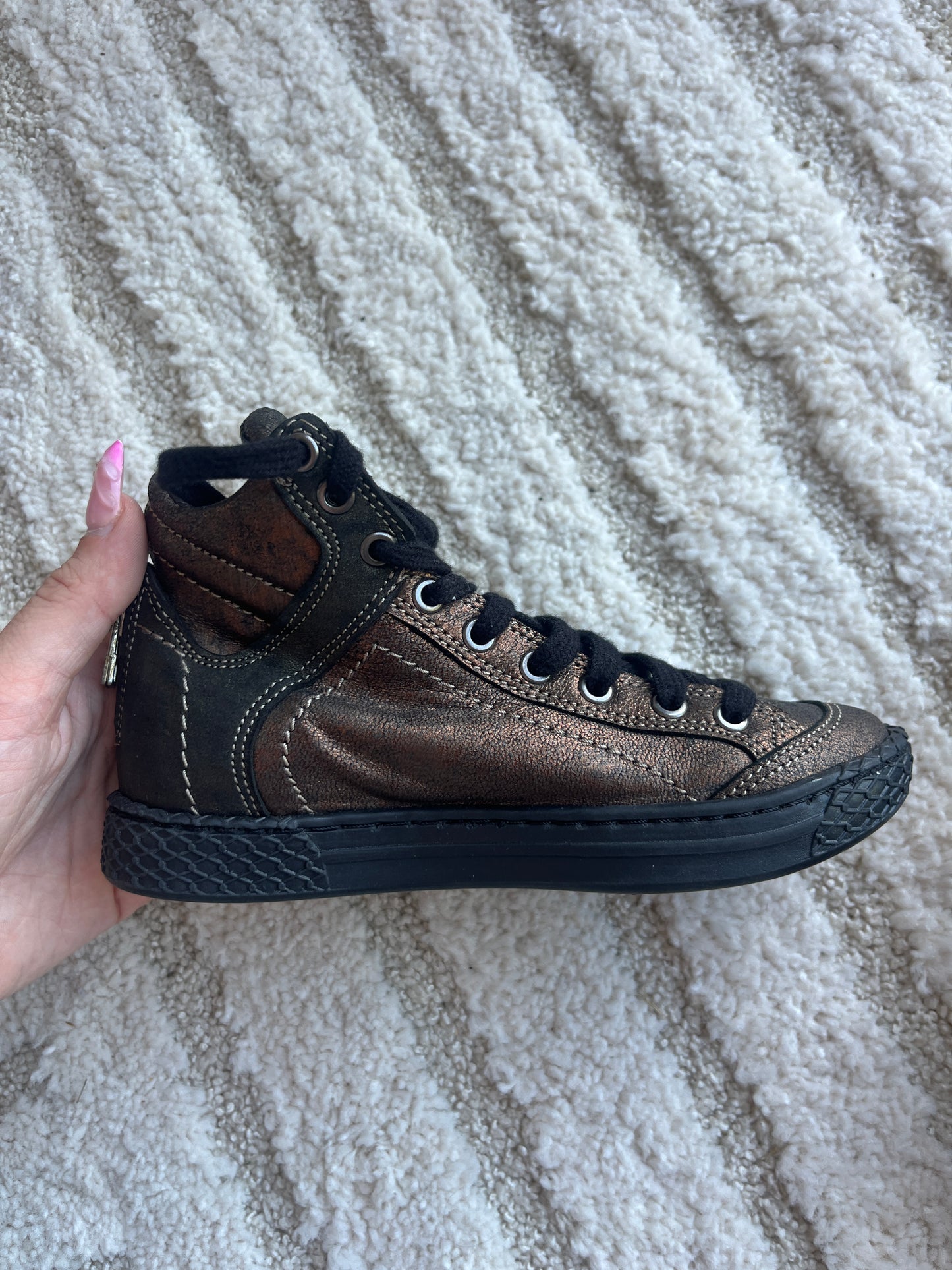 Paire de bottines bronze à lacets en cuir Philippe Morvan - Pointure 28