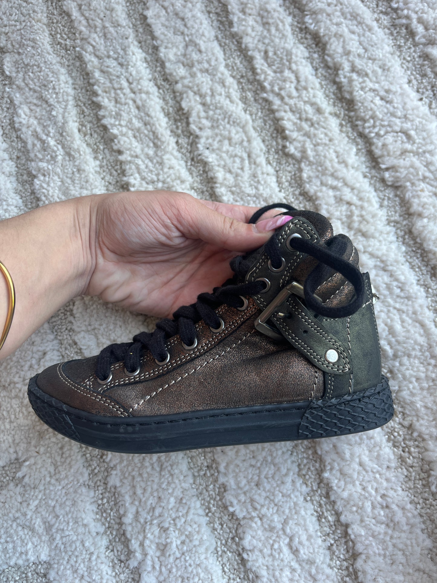 Paire de bottines bronze à lacets en cuir Philippe Morvan - Pointure 28