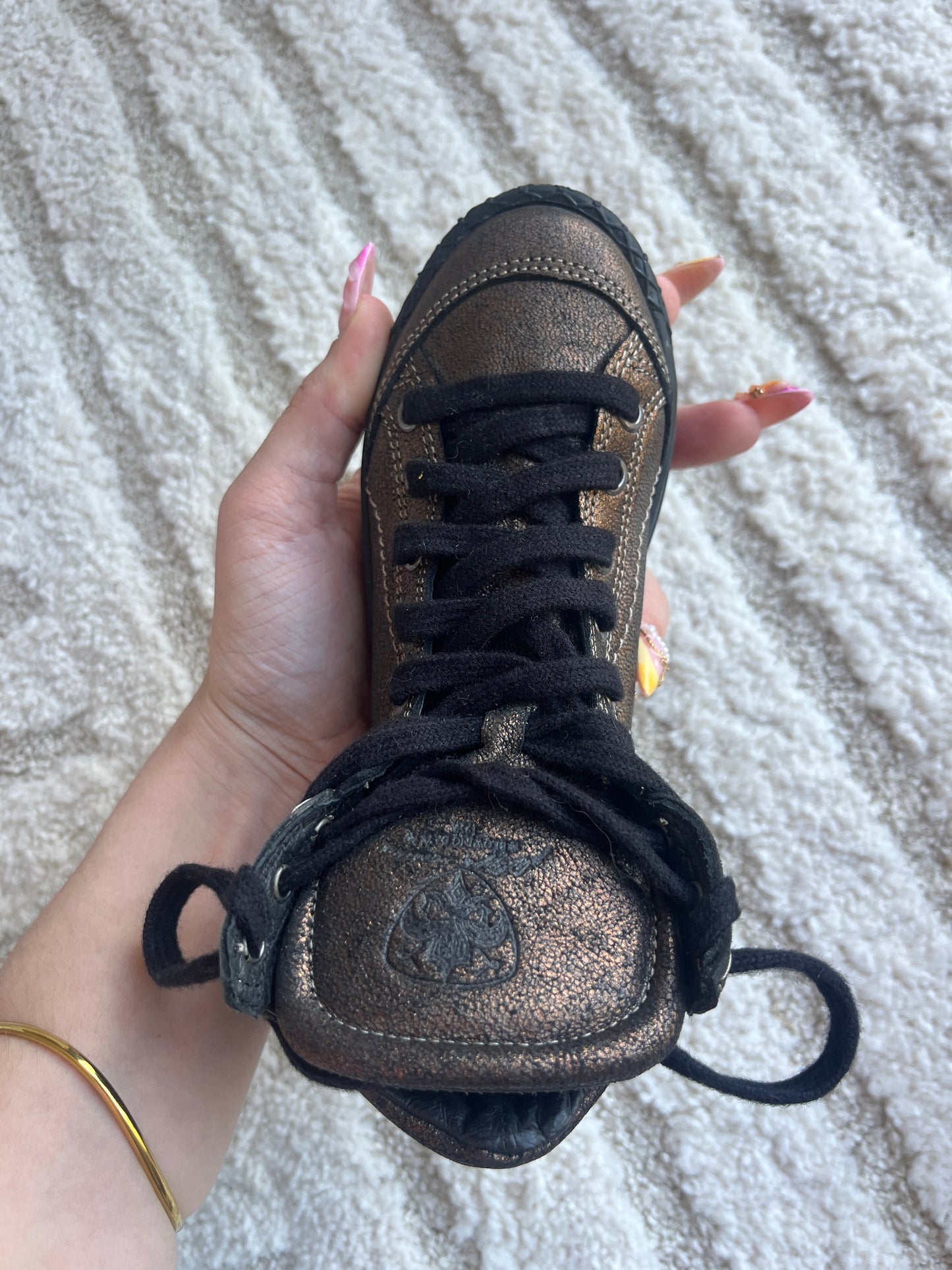 Paire de bottines bronze à lacets en cuir Philippe Morvan - Pointure 28