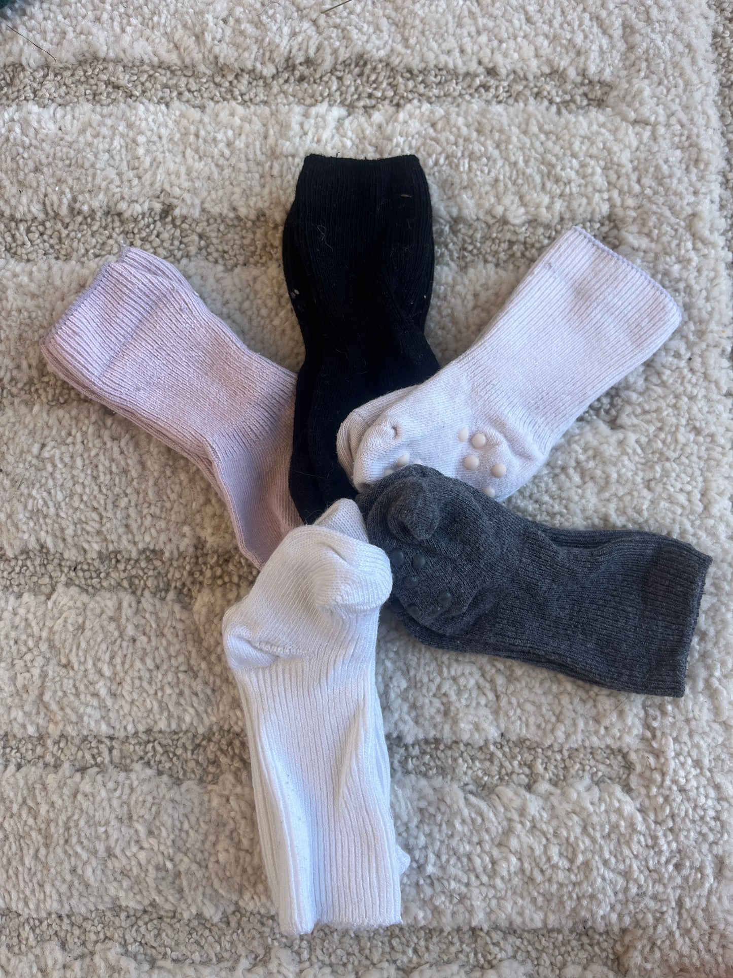 Lot 5 paires de chaussettes anti dérapantes côtelées - 0/3 mois