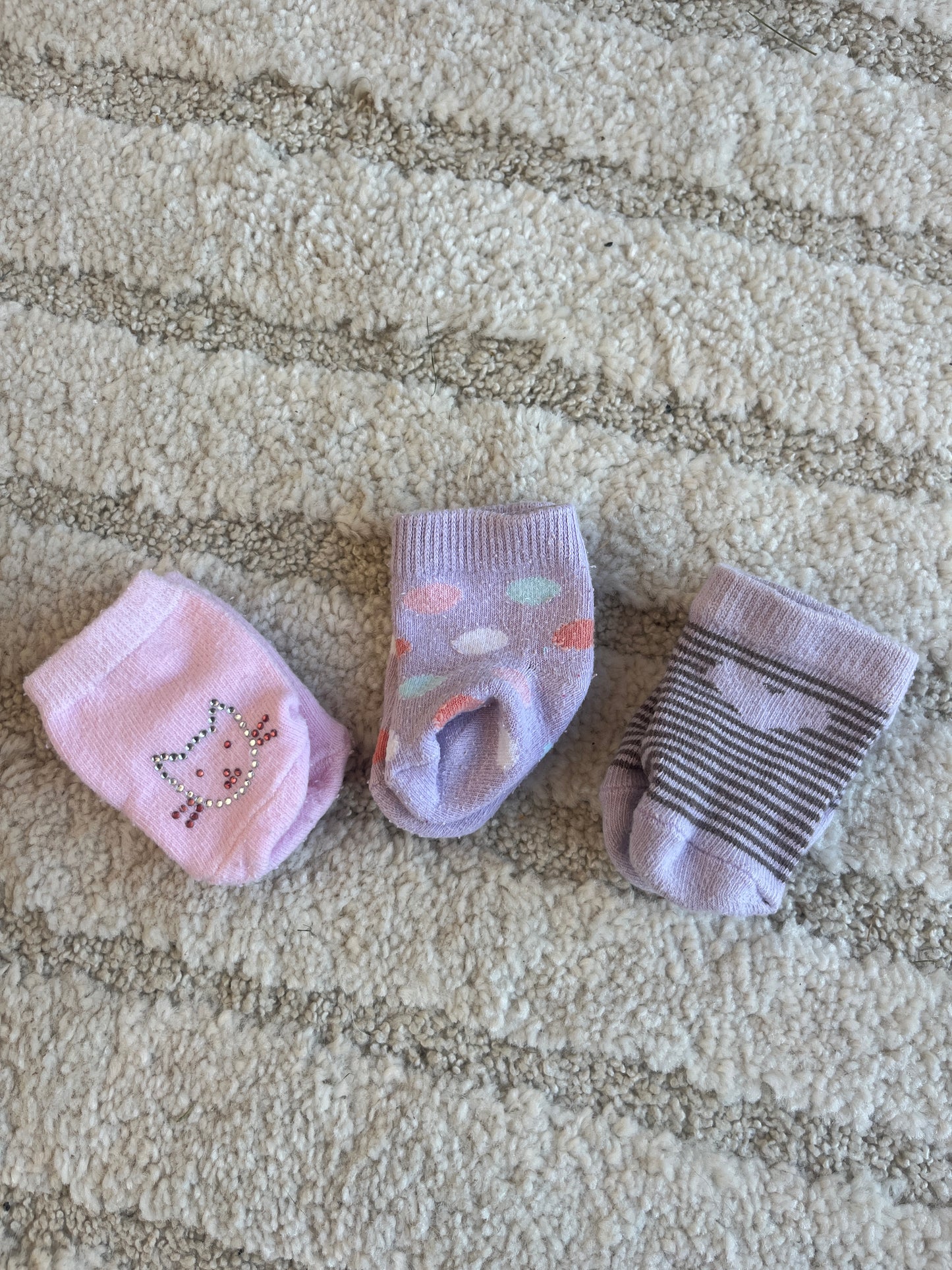 Lot 3 paires de chaussettes rose et violet - 0/6 mois