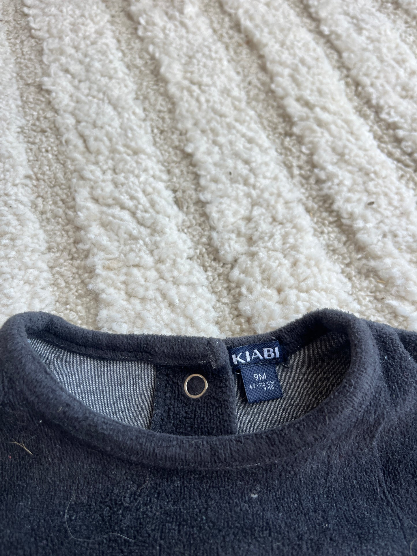 Pyjama velours gris et noir chauve-souris - 9 mois