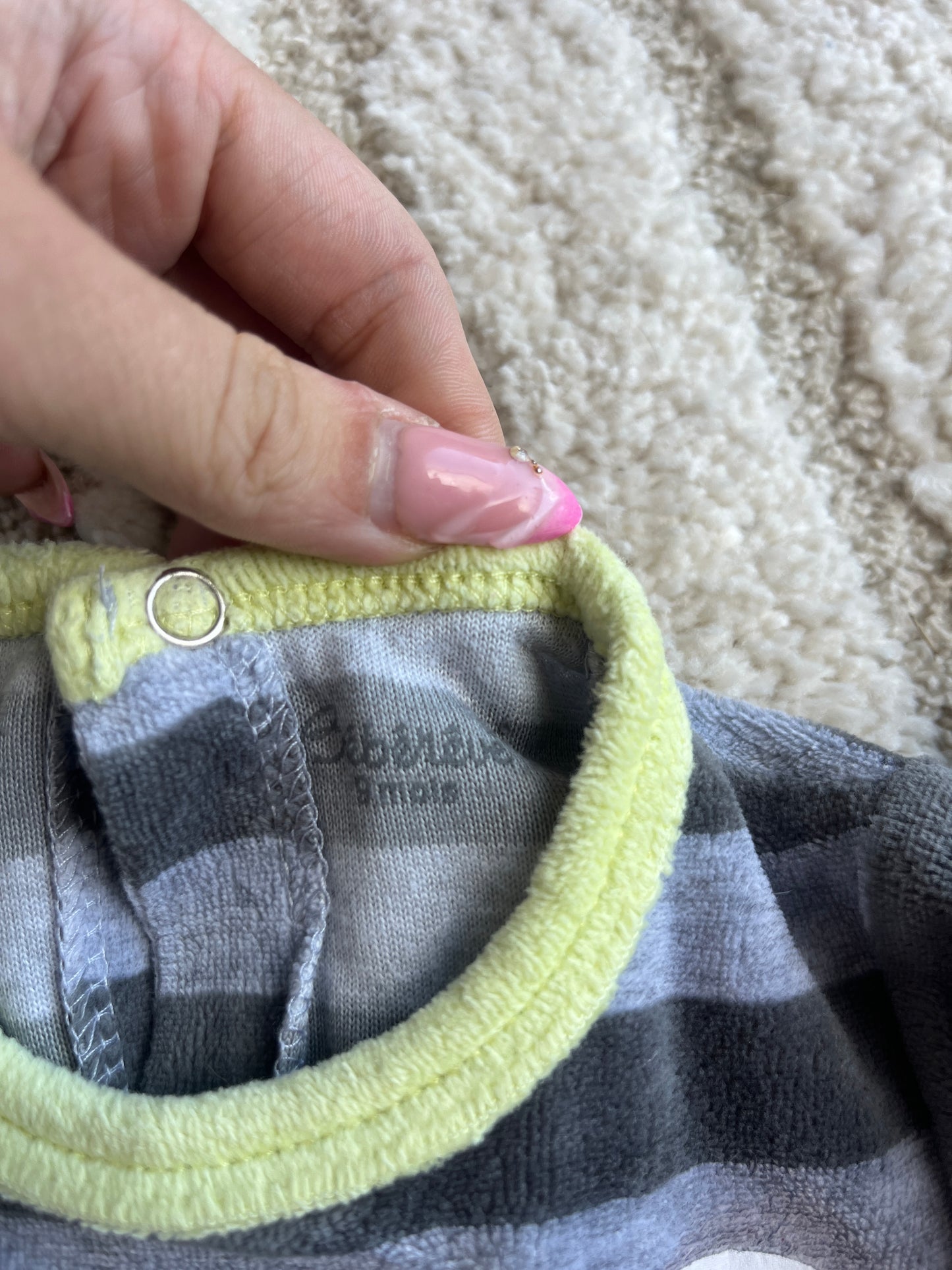 Pyjama velours rayé gris dinosaure « Hi dude » - 9 mois