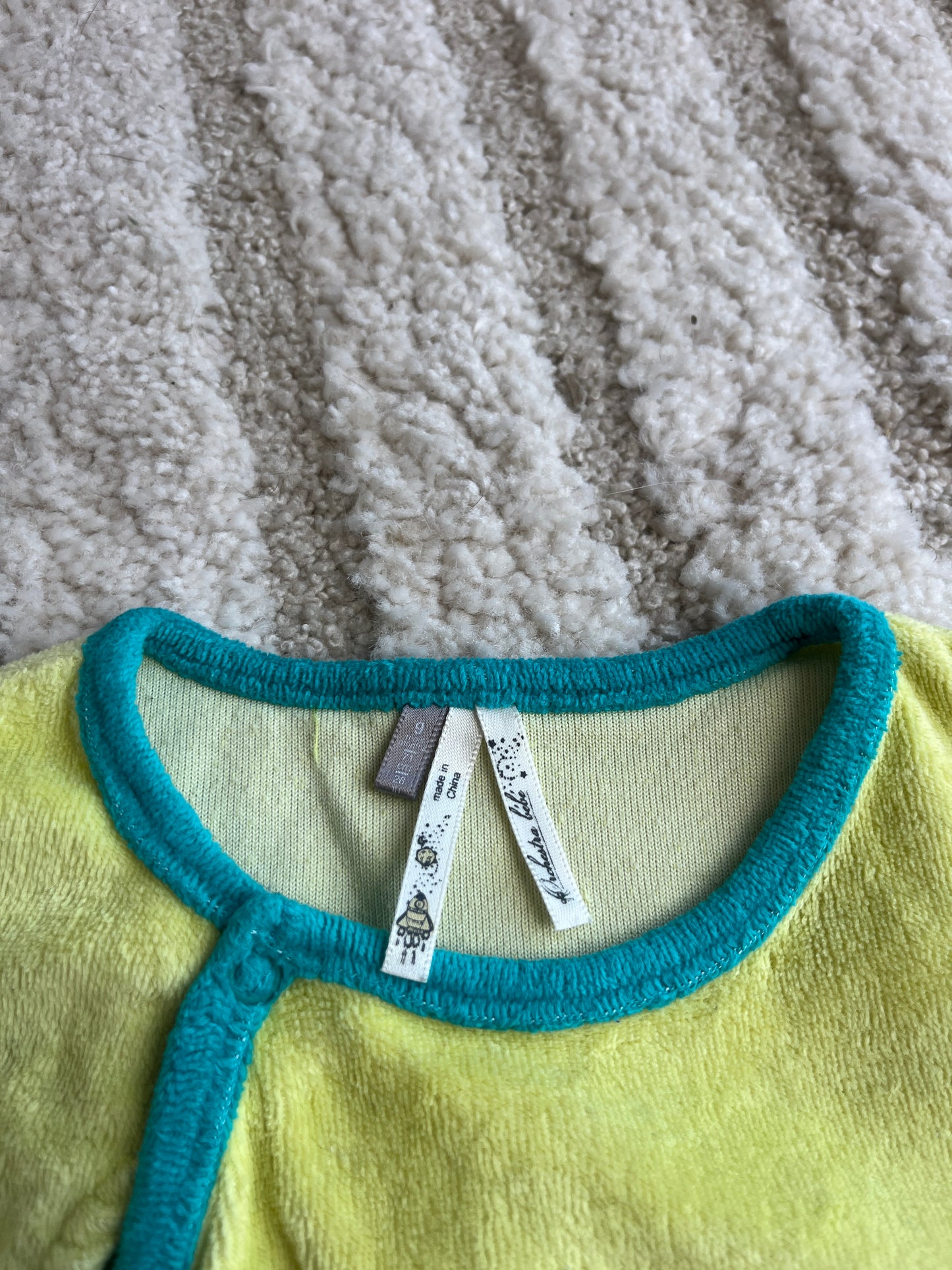 Pyjama velours jaune dinosaures « i dream to meet dino » - 9 mois