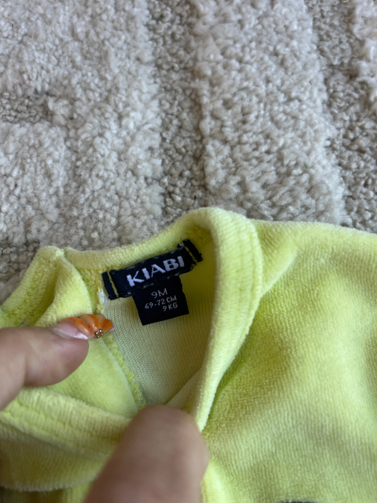 Pyjama velours jaune visage de panda - 9 mois