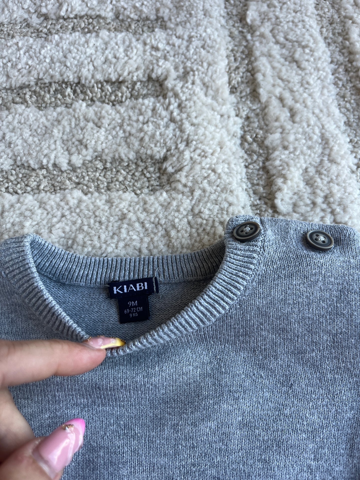 Pull en maille à manches longues gris - 9 mois