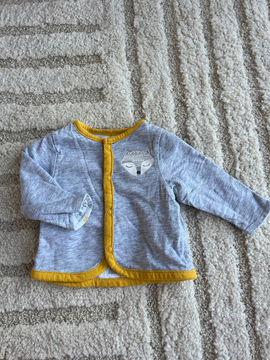 Veste légère à manches longues gris et moutarde renard - naissance