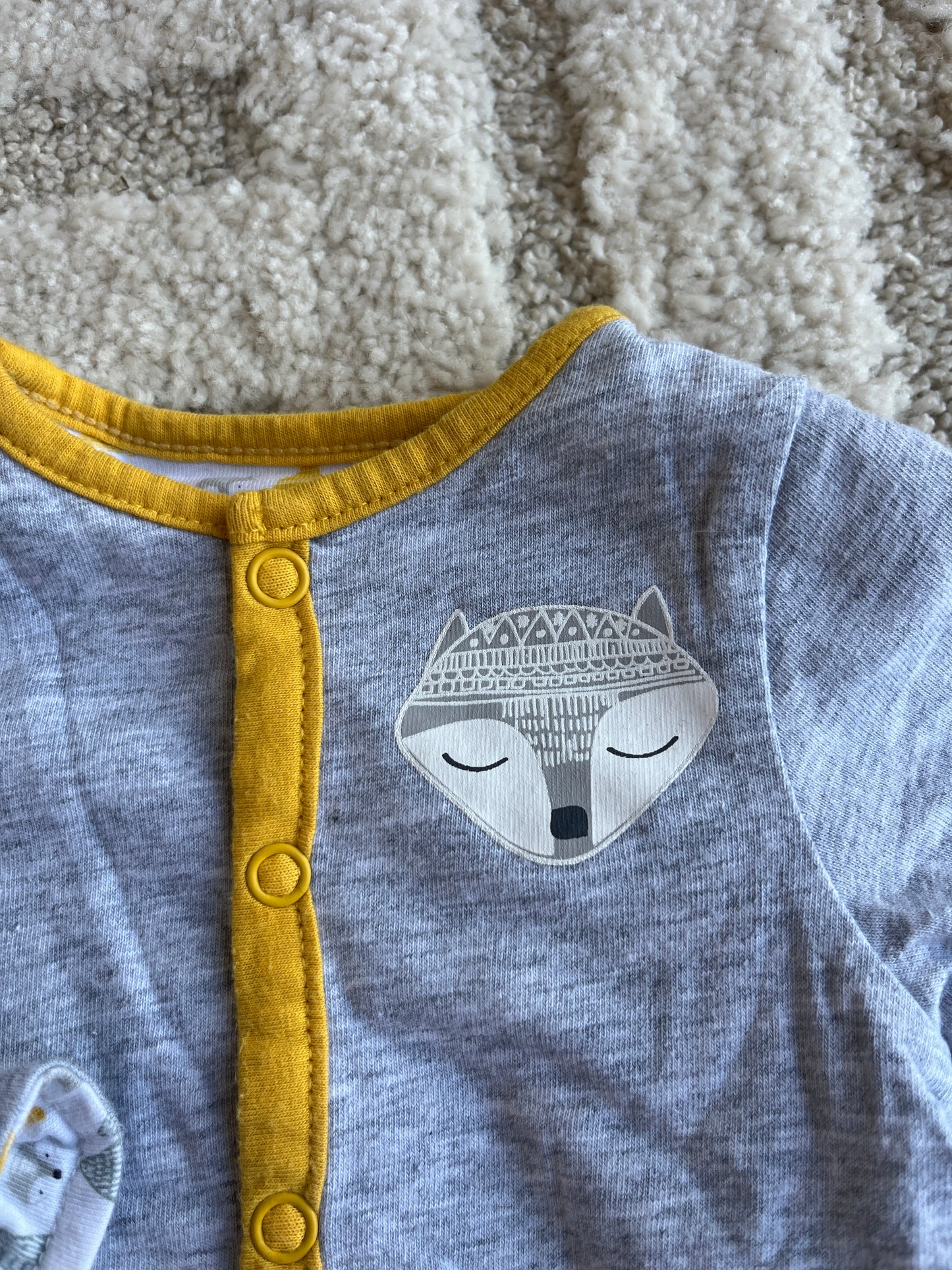 Veste légère à manches longues gris et moutarde renard - naissance