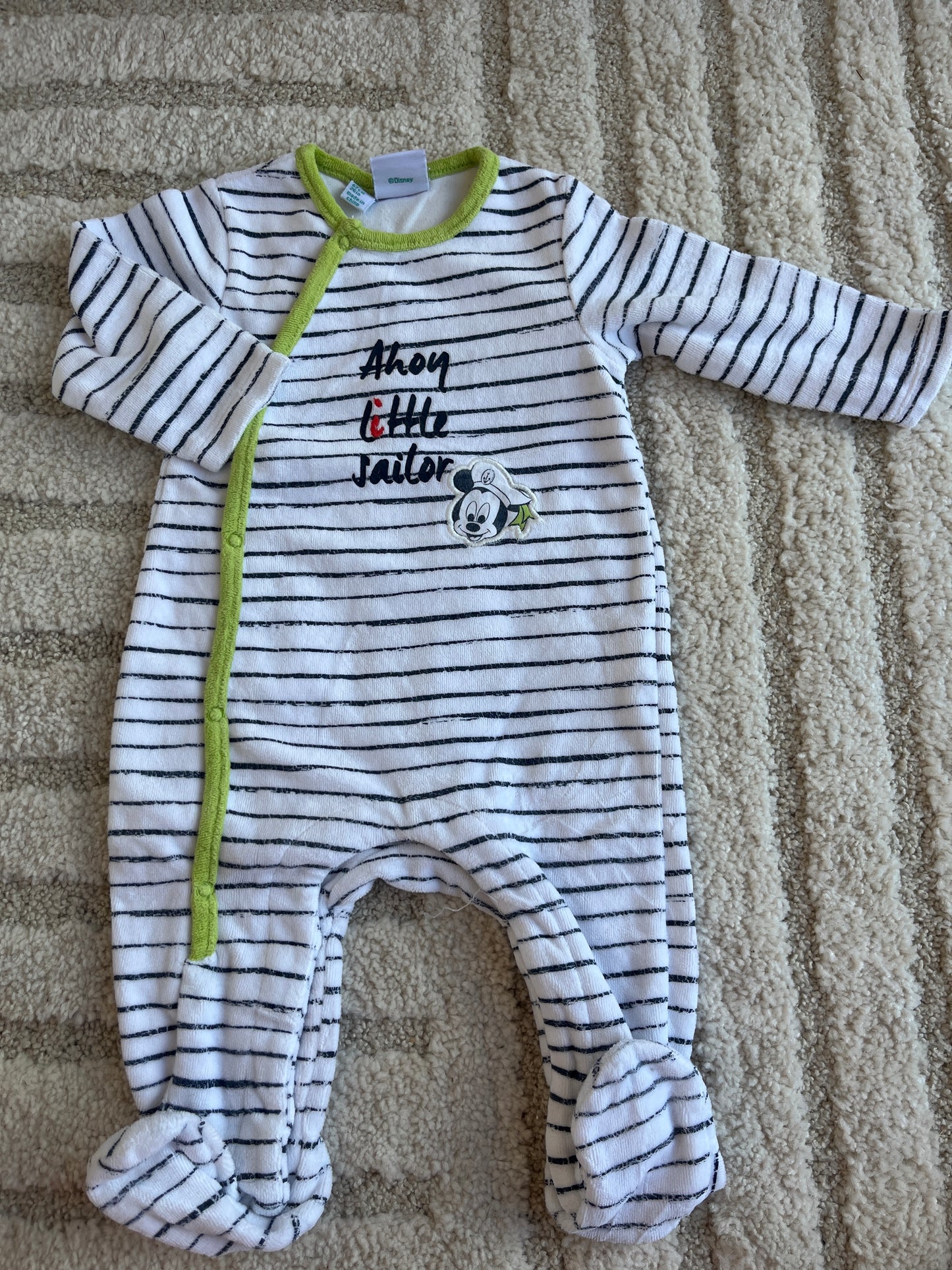 Pyjama velours rayé « ahoy Little sailor » Mickey - 6 mois