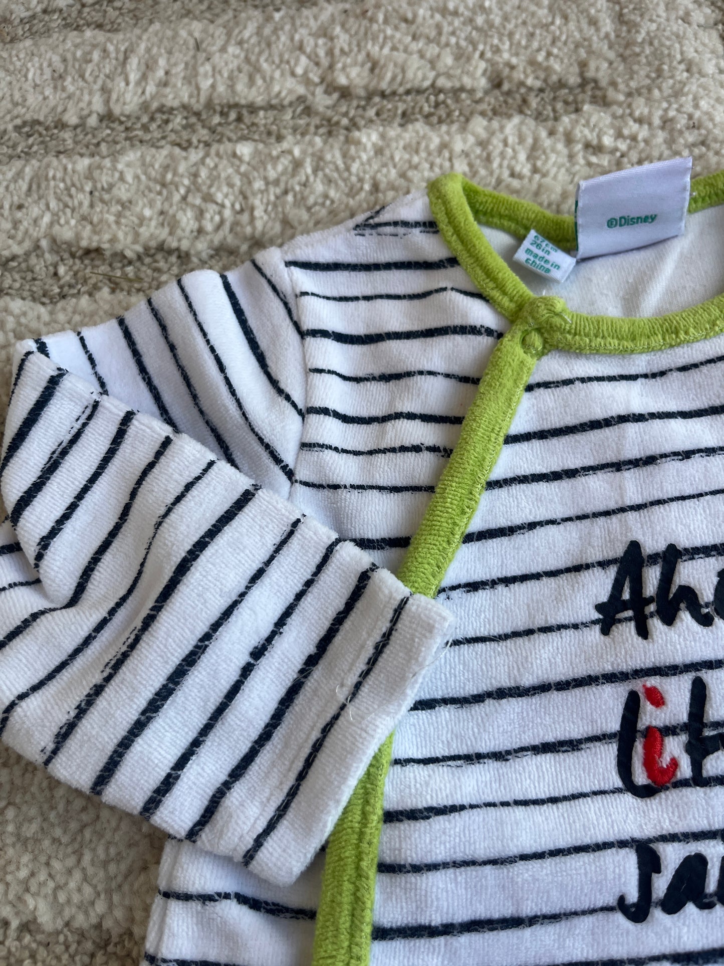 Pyjama velours rayé « ahoy Little sailor » Mickey - 6 mois
