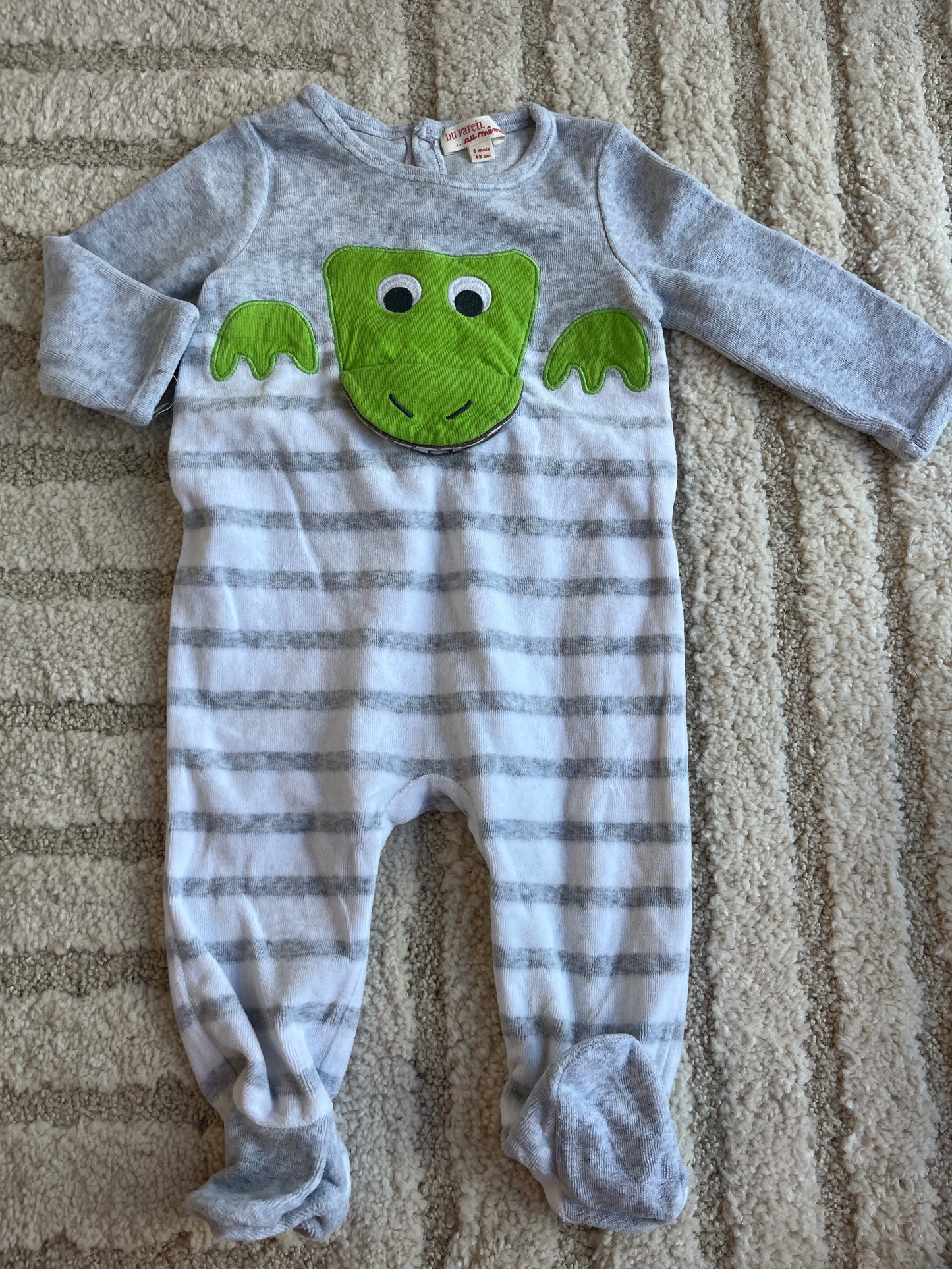 Pyjama velours gris crocodile DPAM - 6 mois