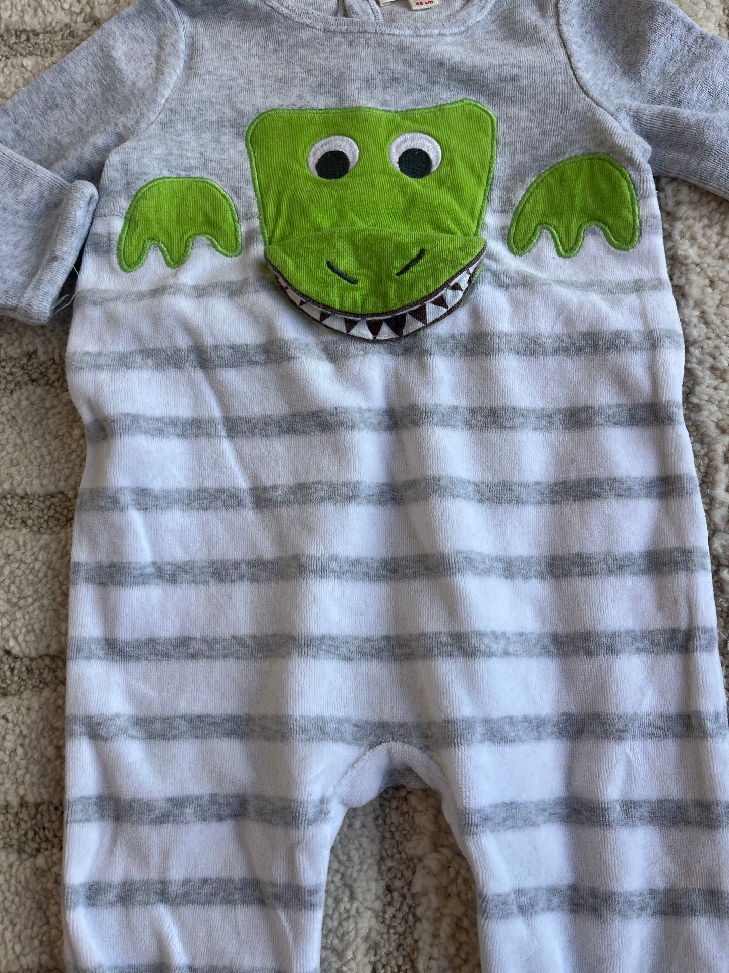 Pyjama velours gris crocodile DPAM - 6 mois