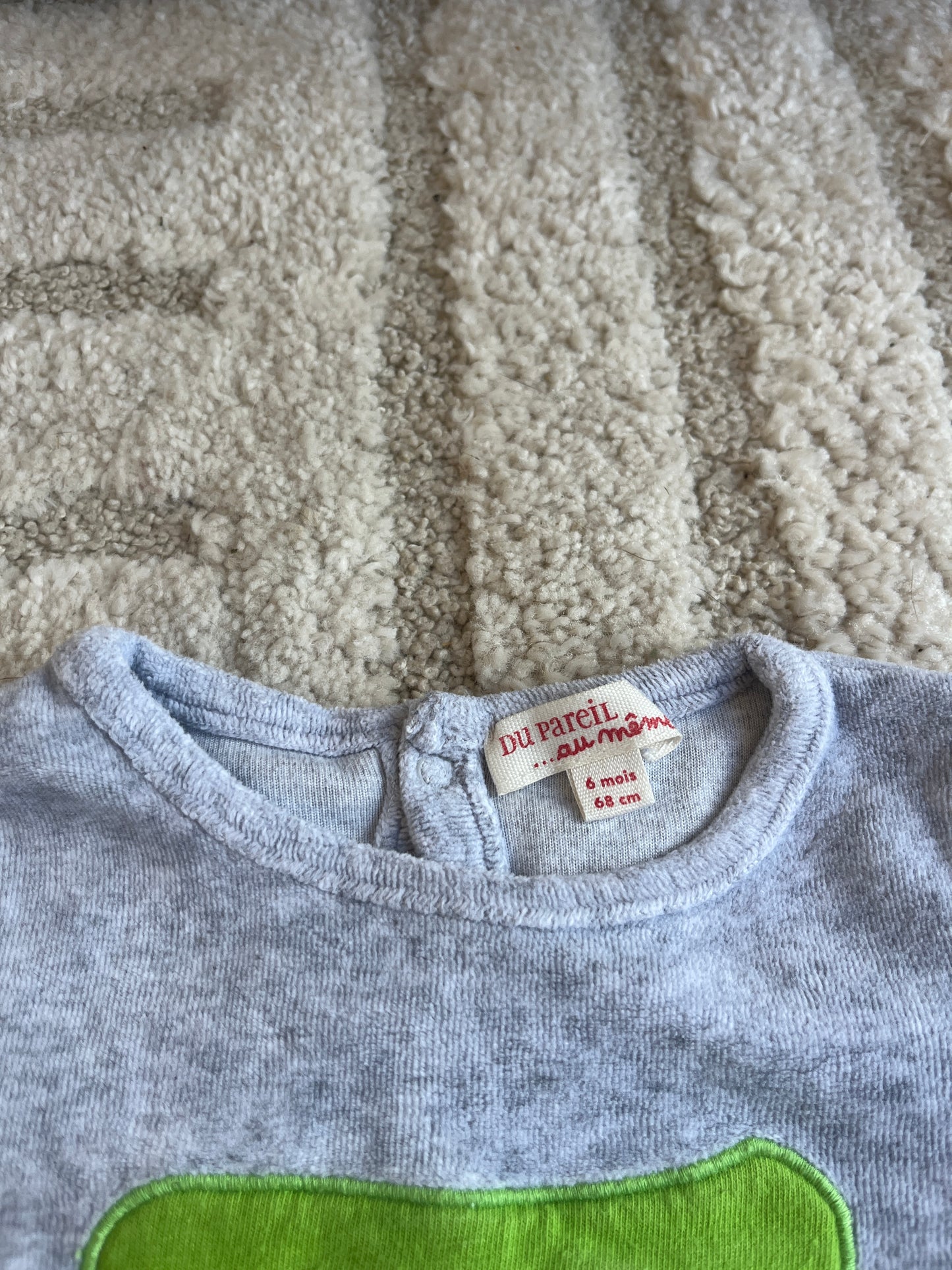 Pyjama velours gris crocodile DPAM - 6 mois
