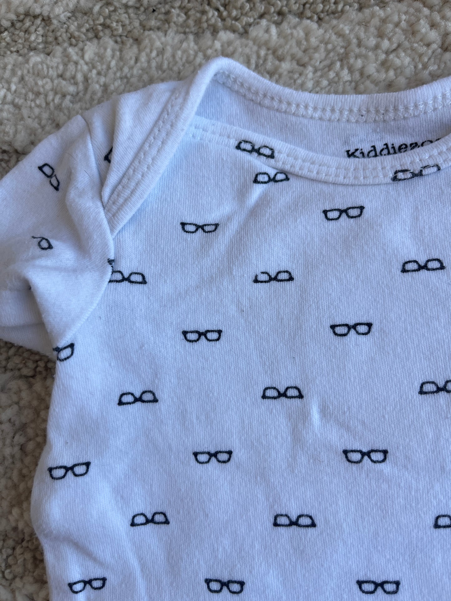 Body à manches courtes blanc motifs lunettes - 6 mois