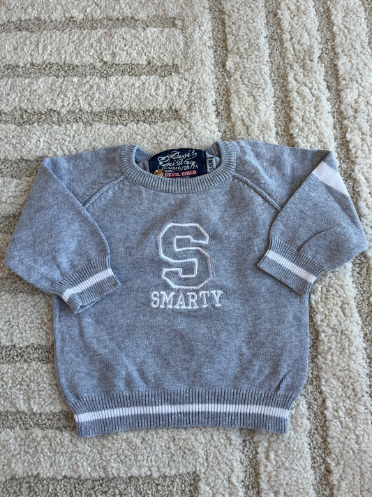Pull en maille gris « smarty » Devil Child - 3/6 mois