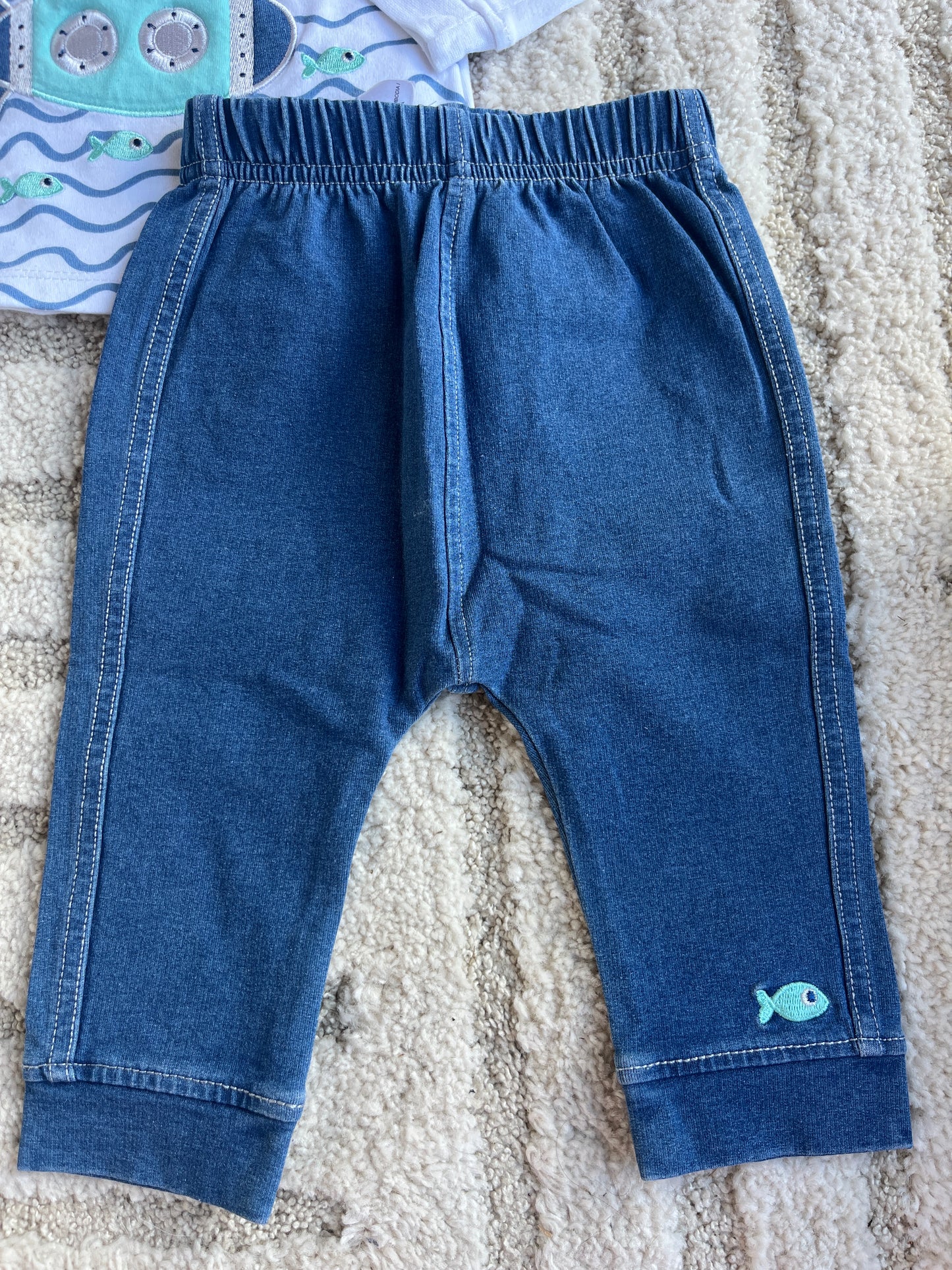Ensemble haut + jegging poissons et sous-marin - 6 mois