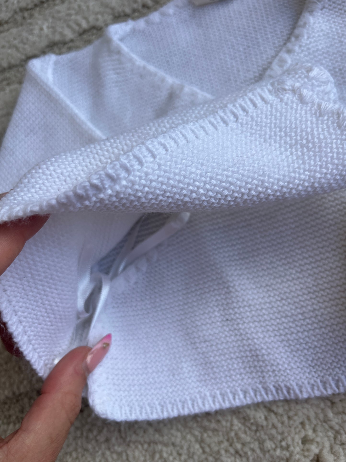 Brassière à manches longues croisée en maille blanc - 3 mois