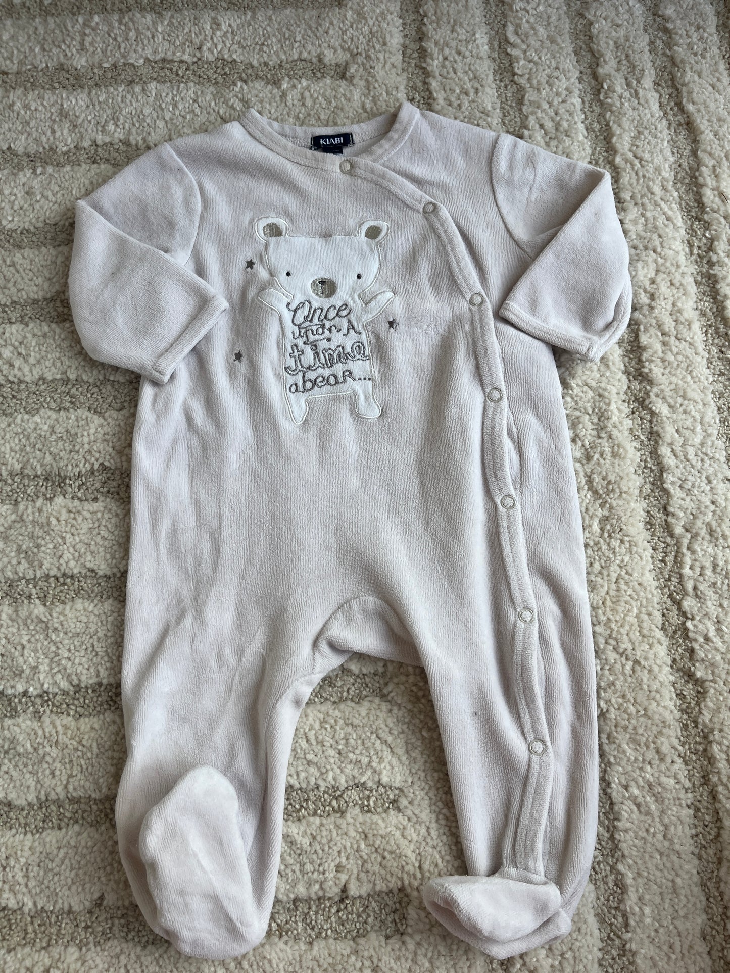 Pyjama velours beige ourson « once upon a time » - 6 mois
